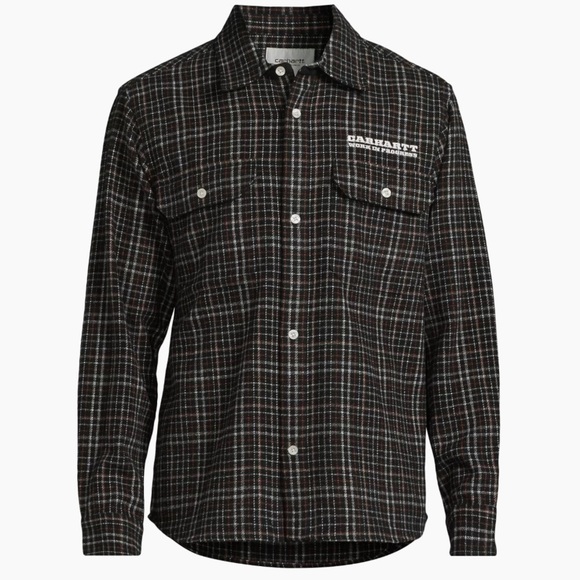 Carhartt WIP Runaway Millett Logo Check Twill Shirt Size Medium - Picture 6 of 9